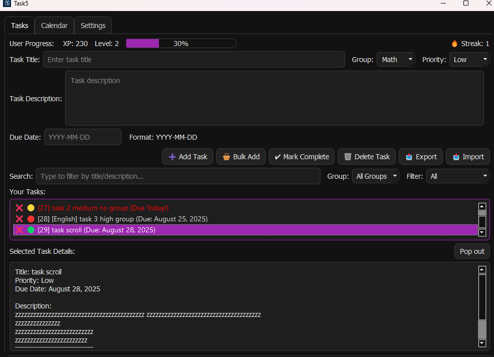 Long Description Scroll